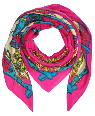 Damen Tuch Groß Viskose 130X130 cm Rosa Blau